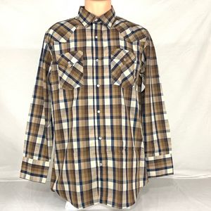 High Noon Pearl Snap Plaid Western Shirt - Mens M
